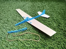 Folding Wing Balsa Glider - Blue - Jim Walker Interceptor inspired design