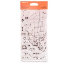Fiskars Wanderlust Clear Stamp Set 18 Individual Stamps 