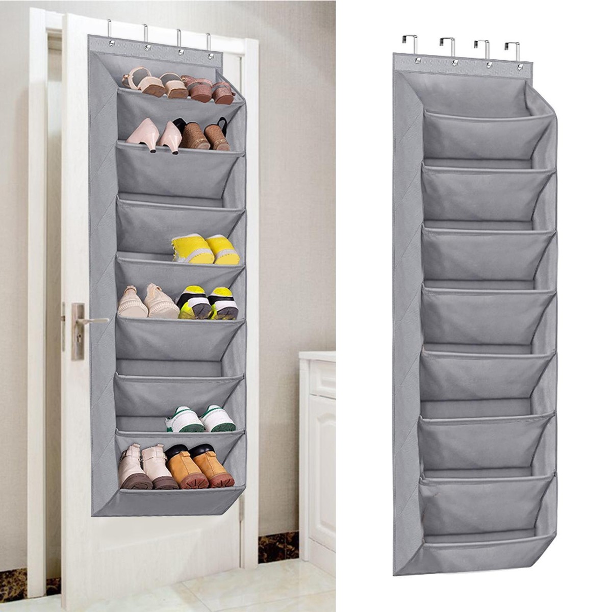 Large Deep Pockets Door Shoe Rack, Hanging Shoe Organizer For Door, Tier