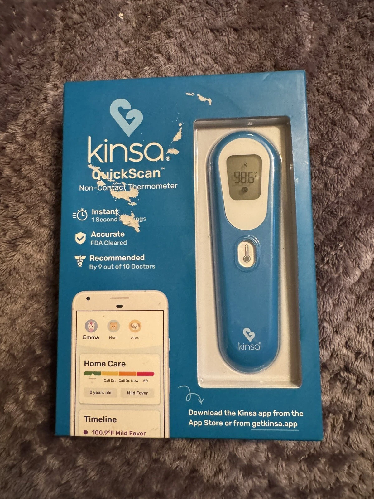 Kinsa Quickscan Bluetooth Thermometer Instant Non Contact Accurate App Store