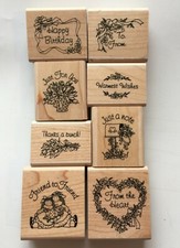 Stampin Up FLORAL GREETINGS 8 pc stamp set Happy Birthday with CASE