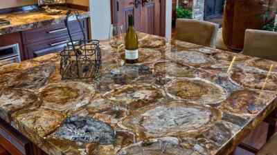 Petrified Stone Square Dining Table Top, Kitchen Center Dining Table Top Decor