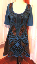 Sweater Knit Dress Blue Black Size Small Flying Tomato
