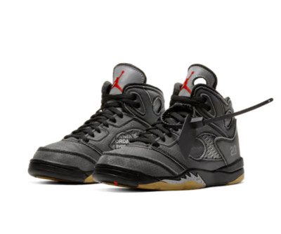 Nike Jordan 5 x Off White SP Muslin Black PS UK 1 1,5 2 2,5 3 US CV4827-001 NEU