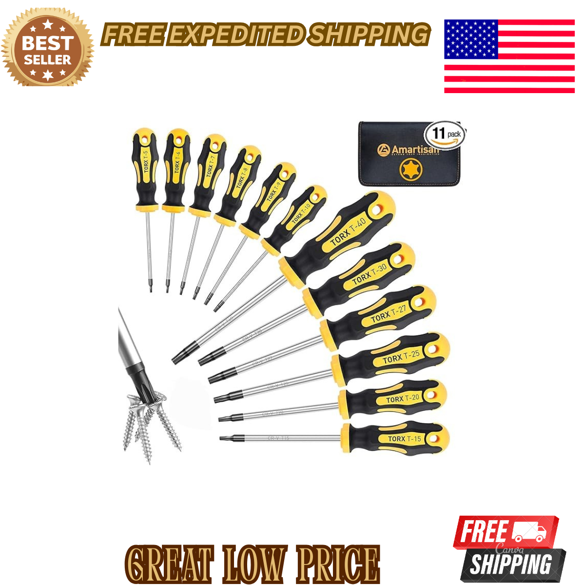 12-Piece Magnetic Torx Screwdriver Set with Star Tips