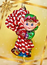 JAY STRONGWATER “RARE 2015 SIGNED ELF,  Retired " NIB, MINT CON, GLASS Ornament