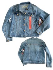 Seven7 Womens Jacket Long Sleeve Denim Button Front Med Wash Blue Size Xs Nwt