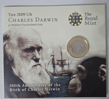 2009 Charles Darwin  £2 Two Pound Coin 200th Anniversary Royal Mint BUNC