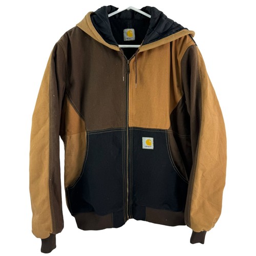 Carhartt Reworked Braun Schwarz Herren Freizeit Kapuze Workwear Reißverschluss Jacke | M/L - Bild 1 von 5