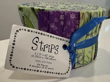 24 pc Jelly Roll 2.5" C 42’pre-cut 100% cotton fabric quilting strips 8 Designs