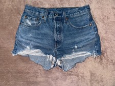 Levi's Women's 501 Original Premium High-Rise Jean Short Shorts Distressed Sz 28