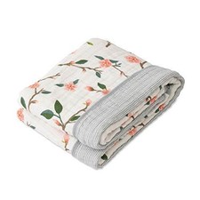 Red Rover Breathable Cotton Muslin Baby Quilt Peach Blossom 