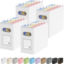 File Organizer Box, Portable Collapsible Cardboard File Folder Organizer with Ha