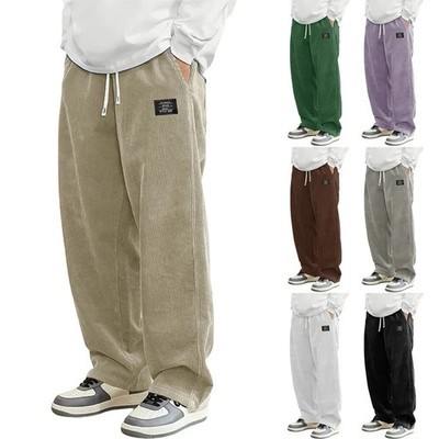 Herren Cord Sweatpants Bequem Baggy Jogginghose Hosen Weites Bein Freizeithose