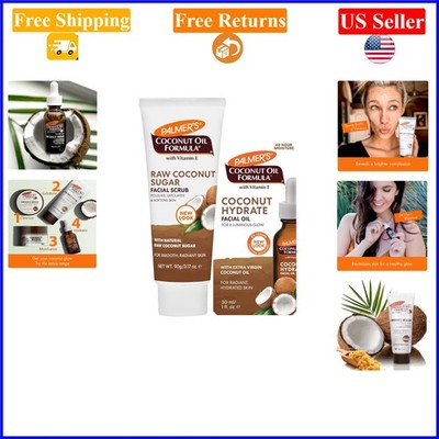 Coconut Oil Face Care Bundle with Exfoliating Scrub & Hydrating Oil, 2 Pack