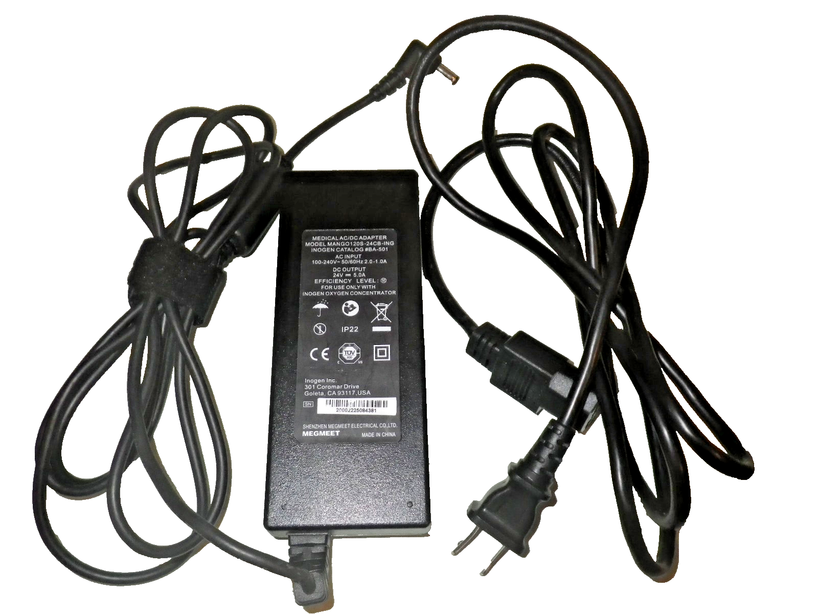 120W AC Adapter Charger for Inogen G5 Portable BA-501 MANGO120S-24CB-ING, 24V 5A