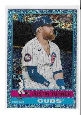 2025 Topps Heritage High Number - Light Blue Sparkle #615 Justin Turner