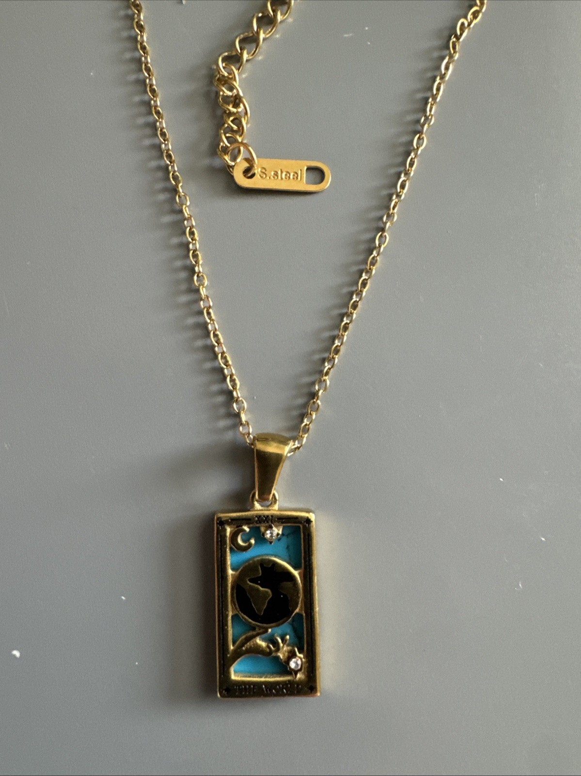 CERAVI Colorful Tarot Cards Symbolic Necklaces, Sun and Moon Pendant,18k Gold Plated Stainless Steel Square Colorful Enamel Tarot Cards Pendant Necklace Jewelry for Women Men (The Wheel CERAVI Colorful Tarot Cards Symbolic Necklaces, Sun and Moon Pendant,18k Gold Plated Stainless Steel Square Colorful Enamel Tarot Cards Pendant Necklace Jewelry for Women Men (The Wheel