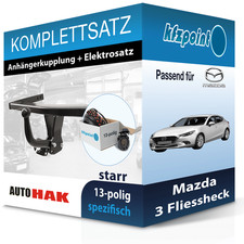 Für Mazda 3 Fliessheck 13- AUTO HAK Anhängerkupplung starr + 13polig E-Satz