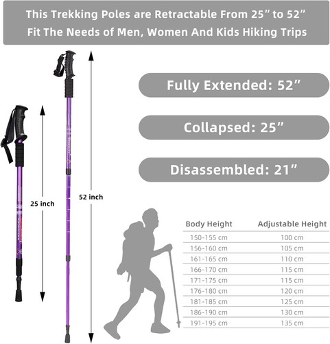 Lightweight Collapsible Hiking Poles - 2 Pack - 第 5/8 張圖片