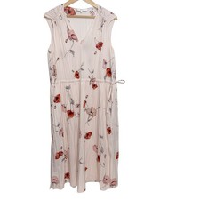 Vince Dress Womens Medium Poppy Floral Feminine Pleated Cottagecore Midi Boho