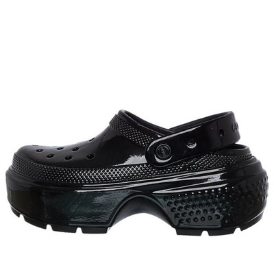 CROCS STOMP HIGH SHINE CLOG BLACK W SZ. 9