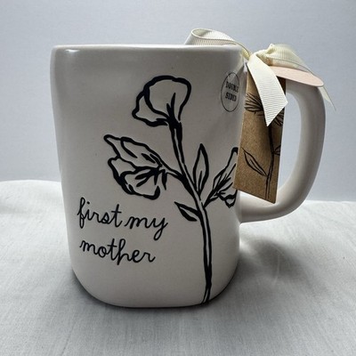 RAE DUNN First my mother forever my friend Mug Flowers Double Sided 18 oz. NWT