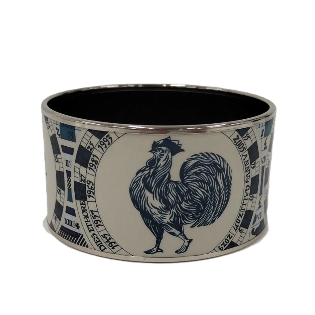 HERMÈS Bracciale Hermes Smalto TGM Cloisonne Sole Pollo Placcato Bianco Usato0