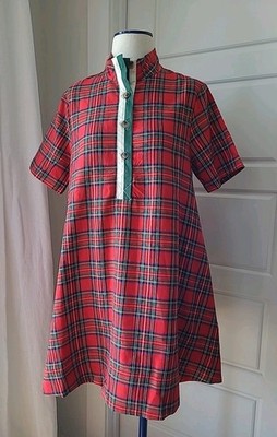 Style USA Dress SS Red Plaid Warm Weather Poly/Cotton Size M Medium
