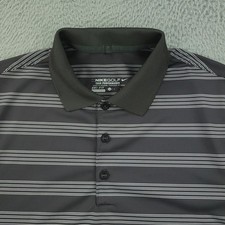 Nike Golf Polo Shirt Mens Small Gray Stripe Dri-Fit Tour Golf Performance