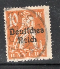 GERMANY  BAVARIA BAYERN STAMP OVERPRINT DEUTSCHES REICH USED   LOT 1289CK