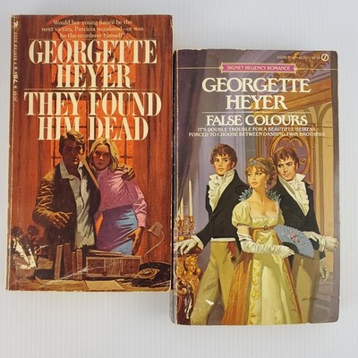 They Found Him Dead, False Colours by Georgette Heyer Lot of 2 Paperback Books