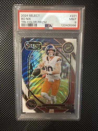2024 Bo Nix Select #221 Tri-Color Rookie Prizm Club Level RC /149 PSA 9