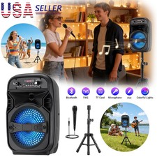 6.5" Rechargeable Bluetooth Party Speaker W/ Stand,Wired Mic,TWS  FM/USB/TF/AUX