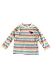 Vintage Health-tex Shirt Girls 4 Multicolor Stripe Long Sleeve Made USA Hearts
