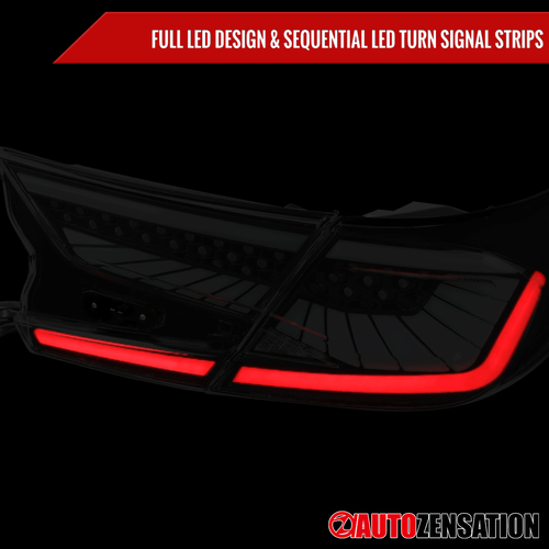 Fit 2018-2022 Honda Accord Sedan Black Tail Lights+Dynamic LED Sequential Signal - Picture 6 of 11