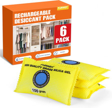 100G 6 Packs Rechargeable Desiccant Packs for Storage, Color Indicating Silica