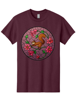 Squirrel-And-Flowers Mens Graphic Tee, 100% Cotton, Casual Summer Wear