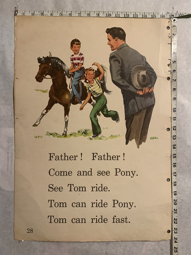 large Dick and Jane double sided page from teachers' classroom book