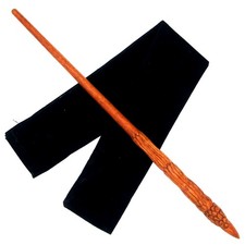 12" Hand Carved Raven Mahogany Wood Magic Wand Witch Wicca Pagan w/ Free Bag