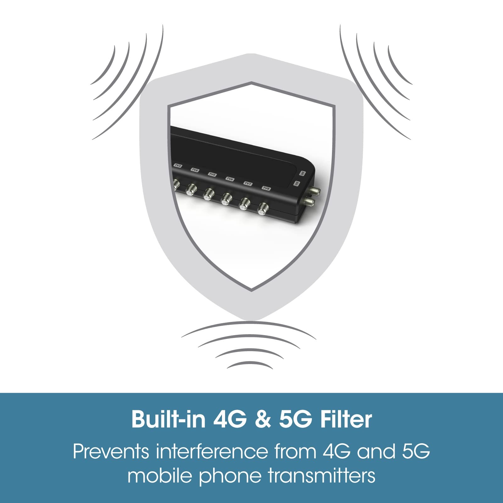SLX TV Antenna Amplifier, 8 Way Signal Distribution Amplifier with F-Type Con
