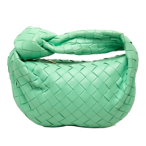 Bottega Veneta Mini Nappa Intrecciato Jodie Pre-Loved Hobo Bag Light Green