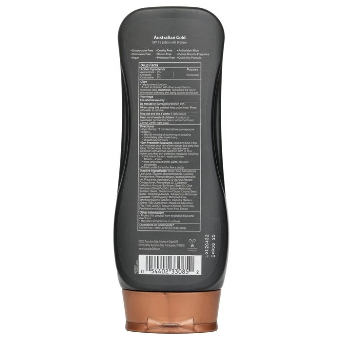 Australian Gold - Lotion Sunscreen SPF 15 with Instant Bronzer 237ml/8oz - image 3 of 3