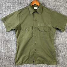 Vintage Military U.S. Shirt Medium 15.5 Utility Dura Press OG 507 Short Sleeve
