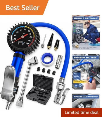 #ad Heavy Duty Tire Inflator with 100 PSI Pressure Gauge amp; Durable Storage Case $45.58