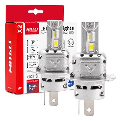 LED Scheinwerferlampen H4/H19 AMiO X2 CANBUS CSP 6500K 12V 2er IP67