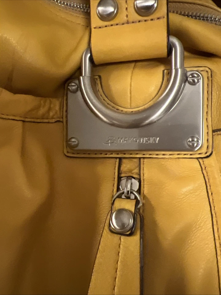 Cartera Bolso de Mano B. Makowsky Cuero Amarillo Mostaza Bolso de Hombro Cartera Cartera Foto 3 de 4