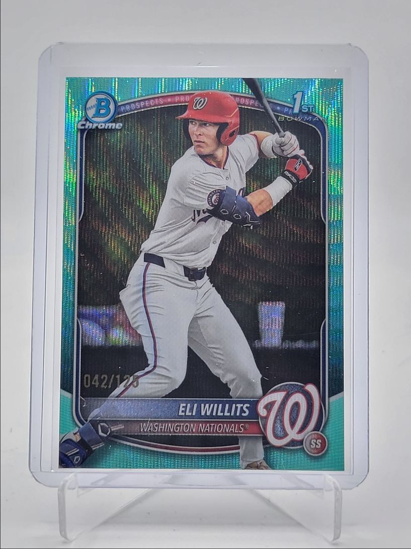 ELI WILLITS 2025 BOWMAN CHROME DRAFT 1ST AQUA WAVE REFRACTOR /125 Q5672