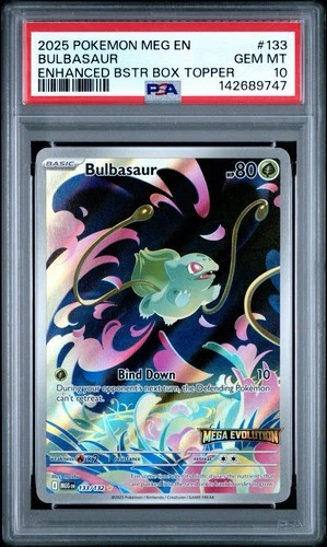 PSA 10 GEM MINT Bulbasaur 133 Mega Evolution Stamped Boxed Topper Promo Holo