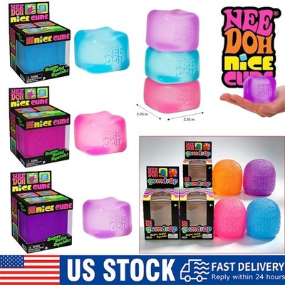 NeeDoh Gumdrop Nee Doh Nice Cubes Ice Cube Toy Fidget Super Solid Squish Blue US